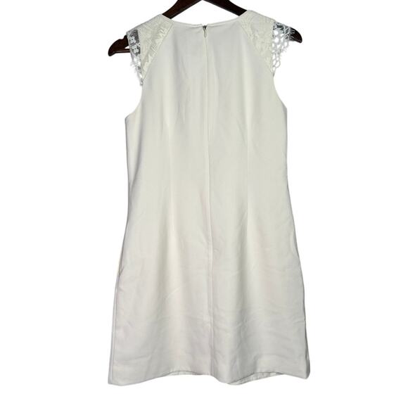 J. Crew Lace Cap Sleeve Knee Length Shift Dress Pockets Back Zip Lined 4 Ivory - Picture 12 of 15